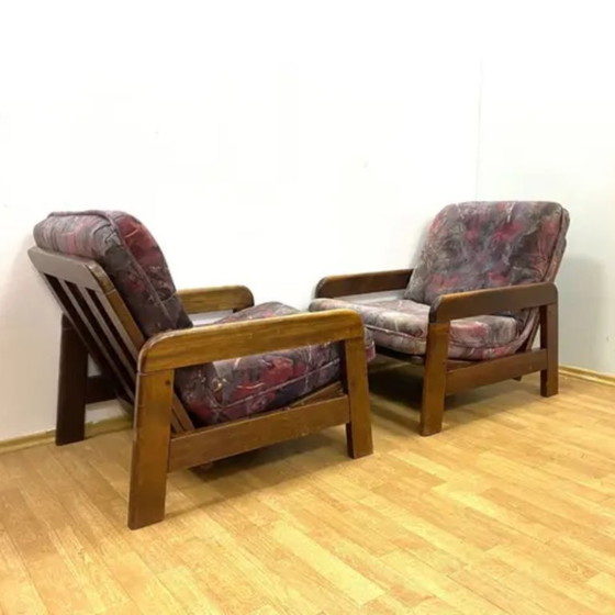 Image 1 of Fauteuils rétro, structure en bois, années 1970, Europe centrale