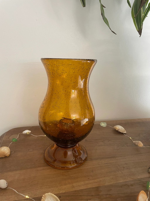 Portacandele vintage in vetro a bolle