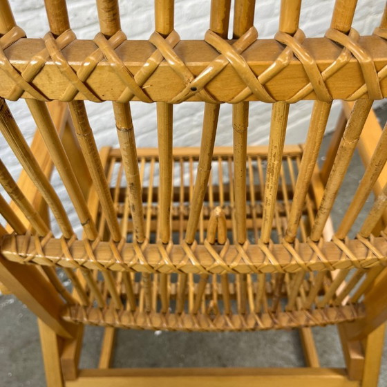 Image 1 of Hellerau Vintage Design Schommelstoel in Rotan en Hout