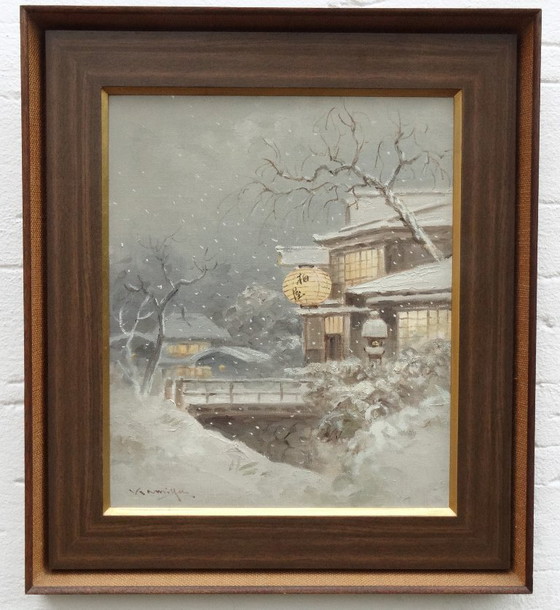 Image 1 of Winterlight in Japan, winter evening, Japanese village in the snow