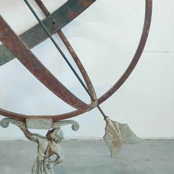 Image 1 of Vintage/Antieke gepatineerde zonnewijzer/ zonneklok Armillary tuindecoratie