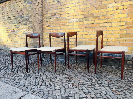 Image 1 of 4 sedie Vesterlund in stile Mid-Century Modern danese di Lübke / Erik Buch - palissandro e tessuto