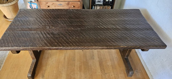 Vroeg Brutalistische Franse Kloostertafel (Trestle Table) – Eettafels, Wood (photo 2 of 5)