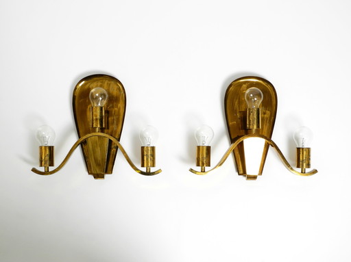 Pair of large heavy Mid Century brass wall lights from a German church