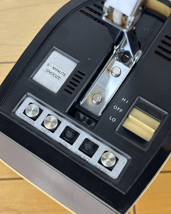 Image 1 of Lamp Table + Clock Vintage Clock - Lamp Zeitlicht Timco 1970s Bedside Lamp 70s Digital Alarm Clock Mid Century Modern Space Age