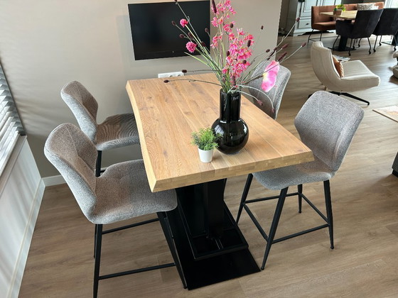 Image 1 of Table de bar (table haute) en bois 140x80x94 avec 4 tabourets