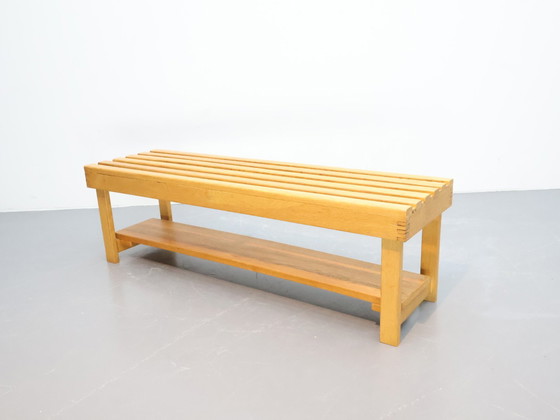 Image 1 of Vintage Lattenbank Eikenhout Handgemaakt
