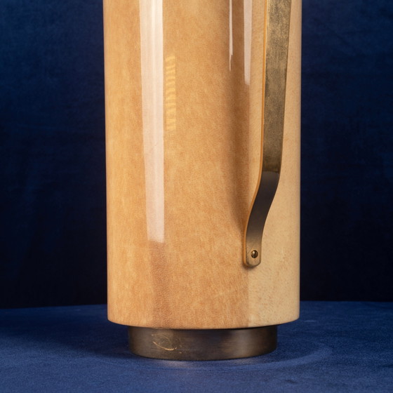Termos Aldo Tura Mod. 1157D in pergamena di capra con fregio decorativo, 1970 – Carrelli bar, Leather (photo 16 of 21)