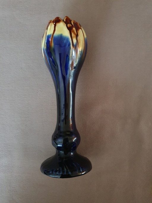 Art Deco vase Thulin Belgium - drip glaze - 1930s