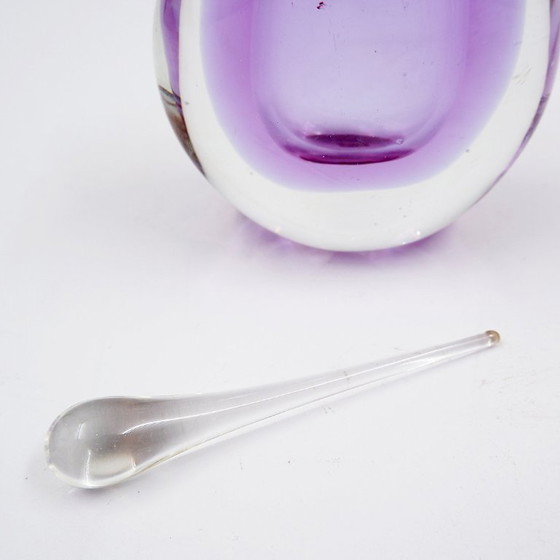 Image 1 of Murano blown glass perfume bottle, purple "Sommerso"