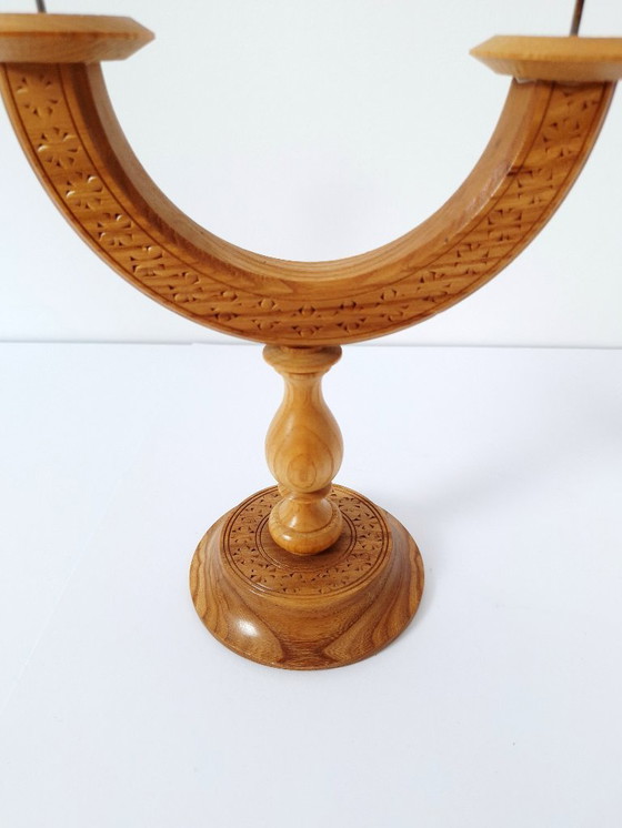 Image 1 of Vintage set of 2 candlestick / wood candlestick / Wooden Candle Stick
