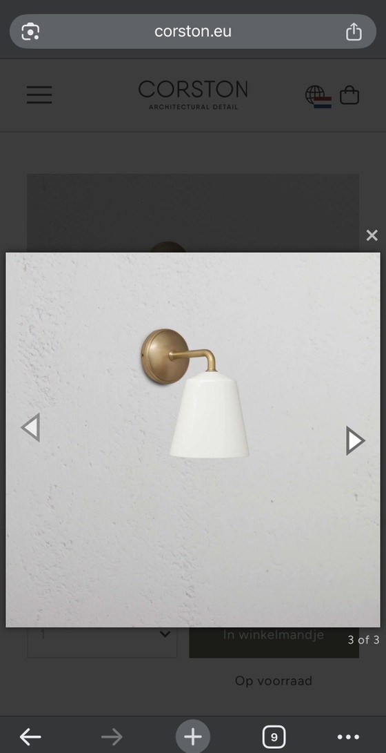 Corston wandlamp messing porcelein – Wandlampen, Porcelain, Brass (photo 3 of 7)
