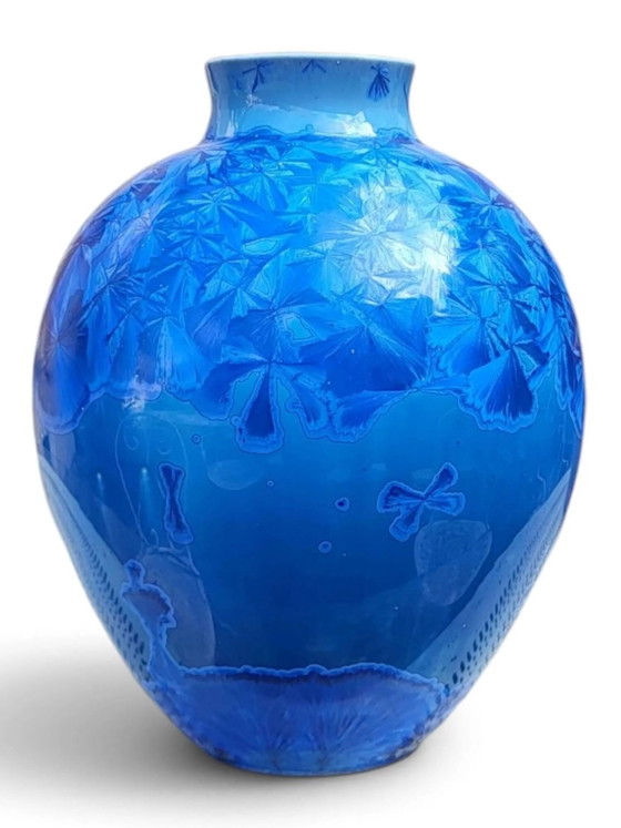 Jarrón de porcelana esmaltada con cristalizaciones azules, Patrice Lusardi – Jarrones, Porcelain (photo 7 of 15)