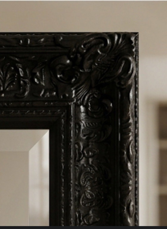 Image 1 of Monumental Full-length Mirror | Black Solid Wood | Handcrafted Faceted
