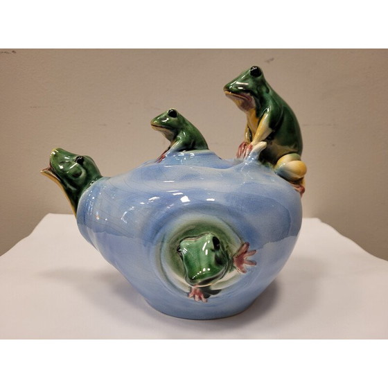 Image 1 of Vintage ceramic teapot "Frogs" by Delphin Massier, France