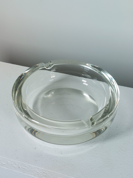 Image 1 of Large Vintage Mid Century Crystal Glass Cigar Ashtray