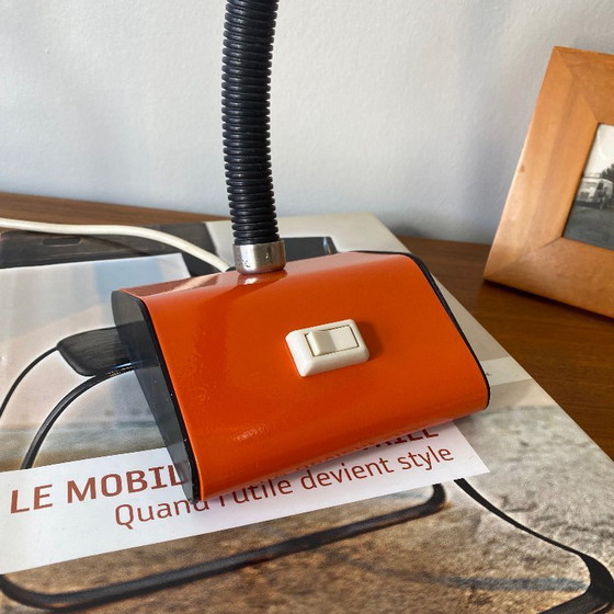Image 1 of Vintage orange and aluminum table lamp