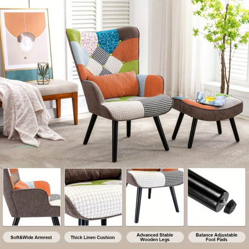 Colorful Sofa Chair with Footrest Single Chair