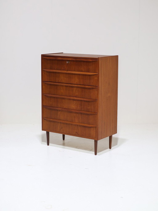 Tall chest of drawers vintage teak Danish 1960s tallboy