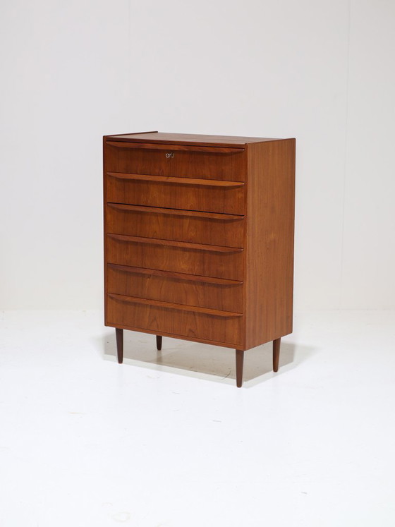 Image 1 of Tall chest of drawers vintage teak Danish 1960s tallboy