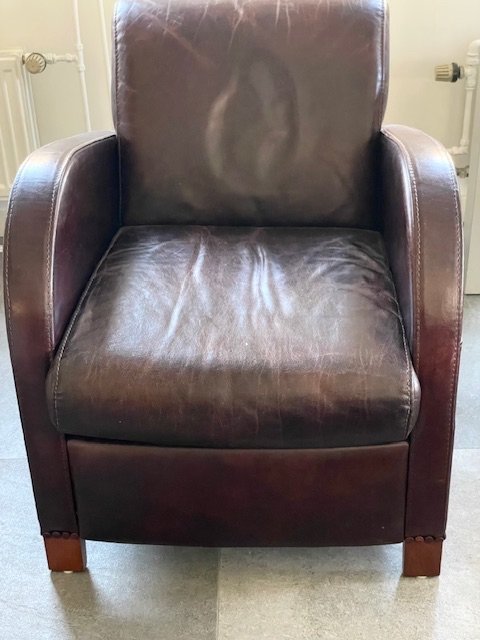 BAXTER chair type Itala ( 2 chairs)Tuscany leather color Luca. matching ( 1 hocker in color Tuscany leather L