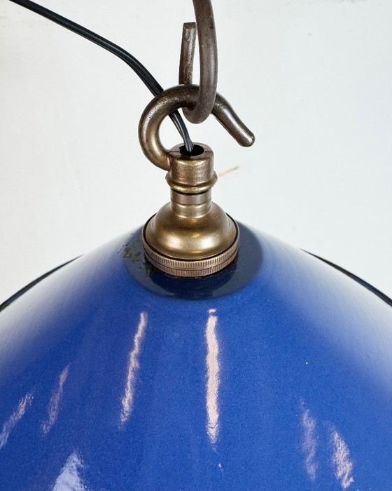 Image 1 of Lampada a sospensione industriale in smalto blu, anni '50