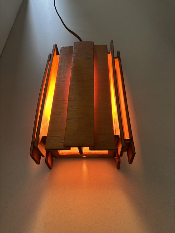 Image 1 of Lámpara escandinava de listones de madera años 70