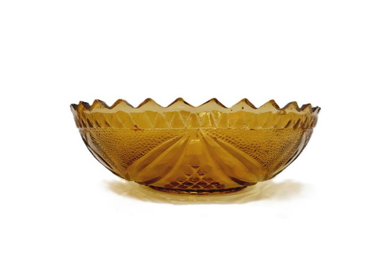 Image 1 of Vintage amberkleurige glazen kom