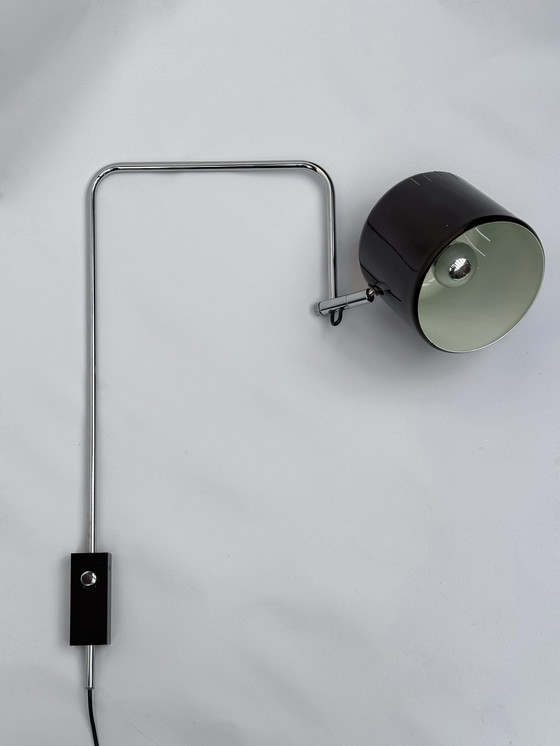 Image 1 of Anvia Herda Wandleuchte im Mid-Century-Stil aus Braun und Chrom