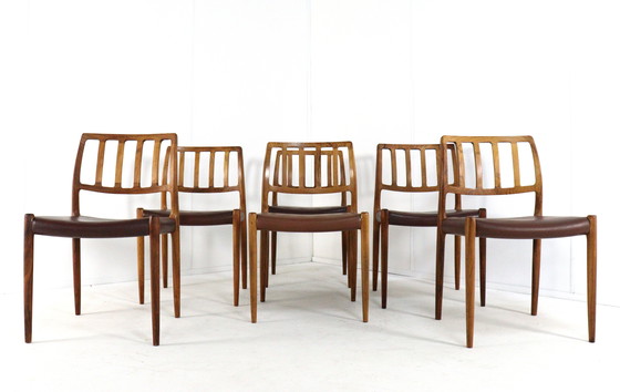 Image 1 of Set di 6 sedie Niels O Møller vintage in palissandro modello 83