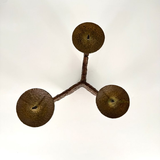 Sculptural Vintage Candle Holder, Brutalism, Mid Century, Metal, Brown, Organic Modern (photo 7 of 12)
