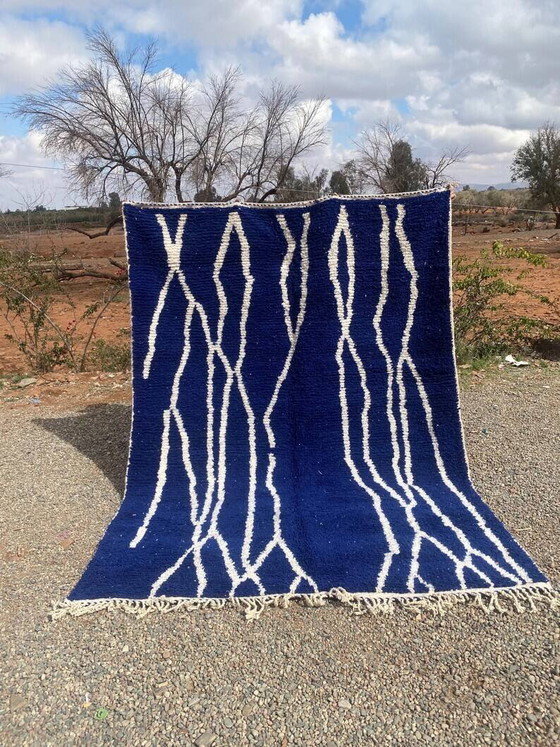 Marokkaans blauw gedecoreerd vloerkleed 200cmx300cm – Vloerkleden en tapijten, Wool, Bohemian (photo 10 of 10)
