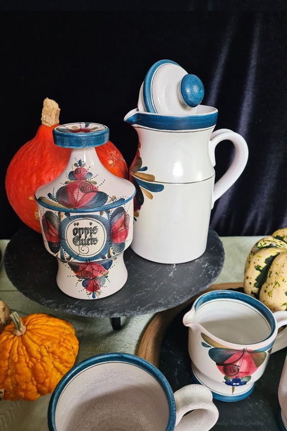 Image 1 of Bellissimo set da caffè in ceramica LUZERNER, con motivi floreali dipinti a mano.