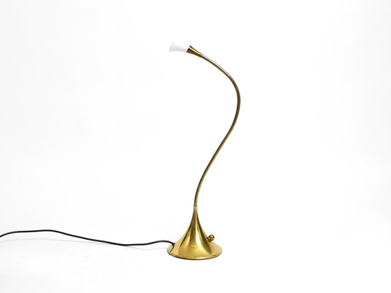 Image 1 of 1980s Brass Halogen Table Lamp by Florian Schulz Model Esa with Gooseneck