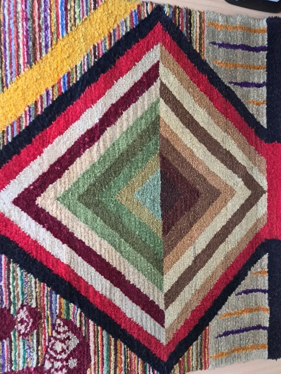 Image 1 of Groot vintage handgemaakt wandkleed – jaren 60/70 – 140 x 122 cm