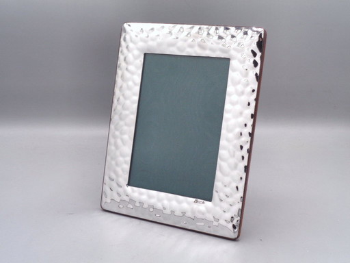 Handgemaakt, gehamerd, verzilverd metalen frame, binnenmaat 9x13 cm