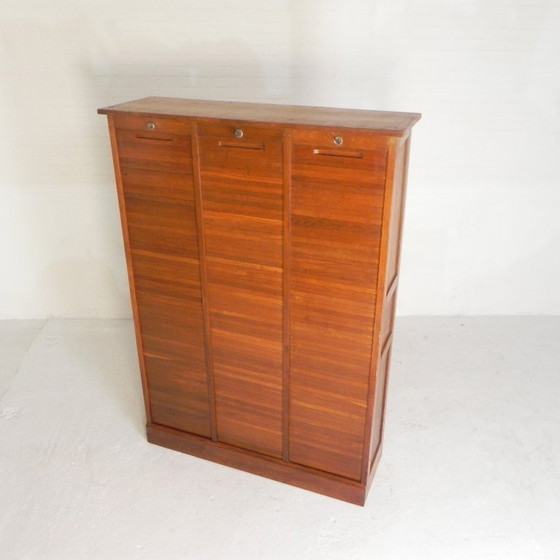 Image 1 of Eichenschrank mit Rollläden und 3 Rollläden, 180 cm hoch, 1950er Jahre