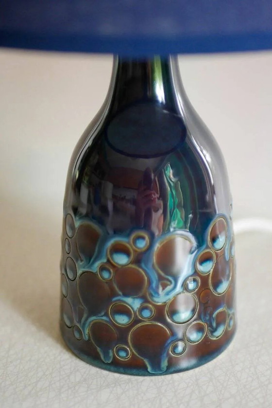 Image 1 of Mid-century modern pottery table lamp with candy glazing from Söholm, Denmark, 1960s