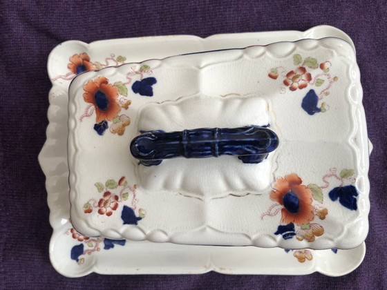 Image 1 of Antique English Large Cheese Keeper or Butter Dish