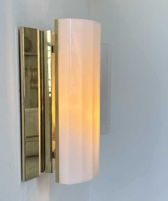 Image 1 of Pair of brass and perspex sconces, Fagerhult Sweden 1970