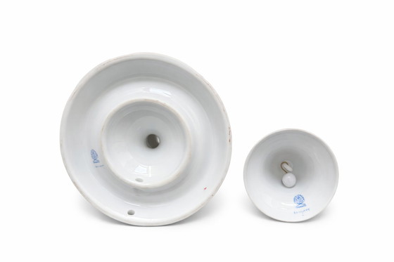 Image 1 of Herend Apponyi Orange Candlestick & Bell Set – Hand Painted Hungarian Porcelain – Collectible Vintage