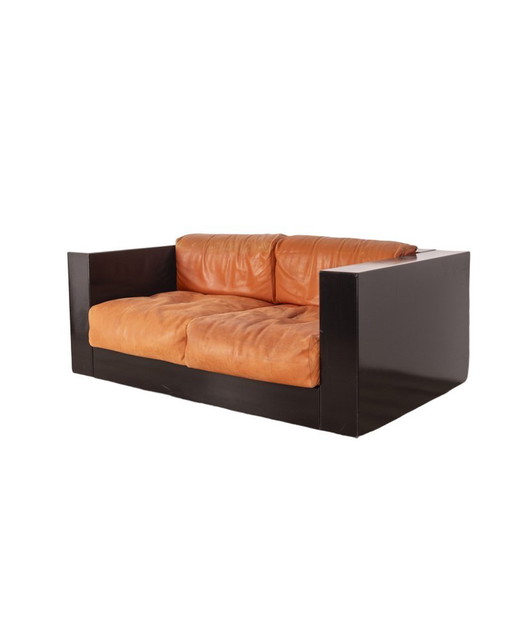 Lederen sofa Saratoga van M. & L. Vignelli voor Poltronova, jaren 1960