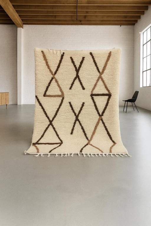 Alfombra marroquí de lana natural, 250 cm x 150 cm