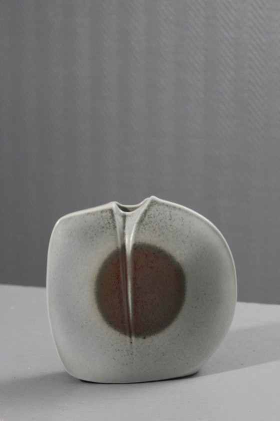 Image 1 of Porcelana Virebent - Jarrón con forma de lente y decoración abstracta, diseño modernista, década de 1970