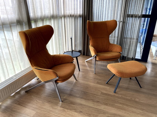 2x Cassina P22 Armchair + Footstool