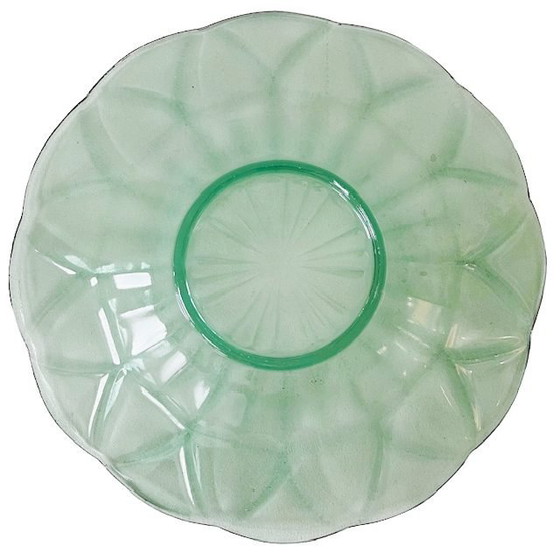 Image 1 of Cuenco Art Decó vidrio verde menta años 1930