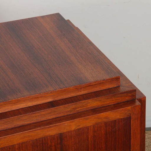 Commode Art déco en noyer, travail français, circa 1930-1940