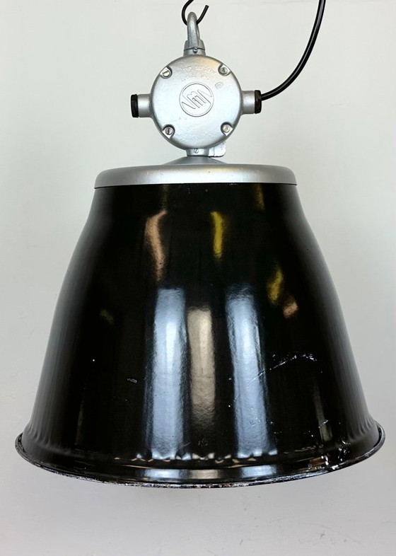Image 1 of Industrial Black Enamel Factory Pendant Lamp, 1960s