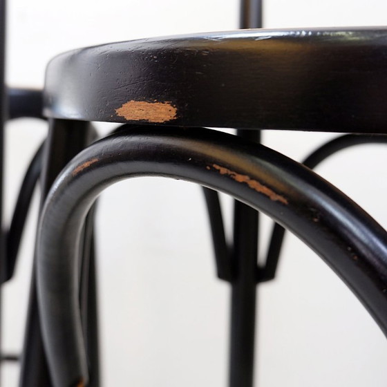 Image 1 of Set of 3 vintage Thonet-style bar stools in bentwood and caning