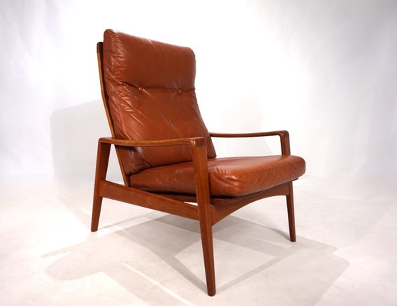 Image 1 of Poltrona Komfort in pelle di teak di Arne Wahl Iversen, 1960